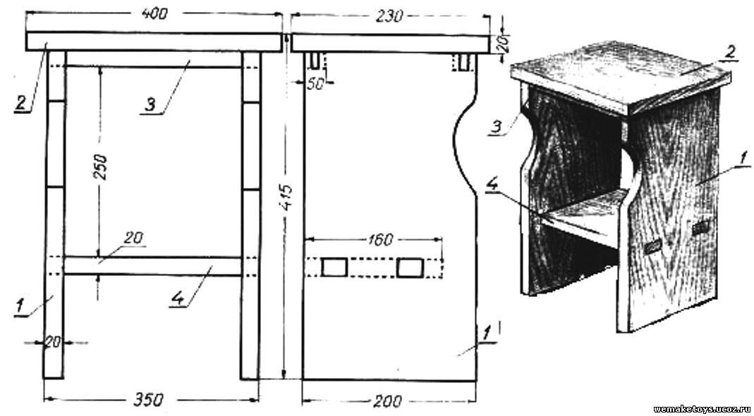 Как сделать табуретку из досок чертежи и размеры
