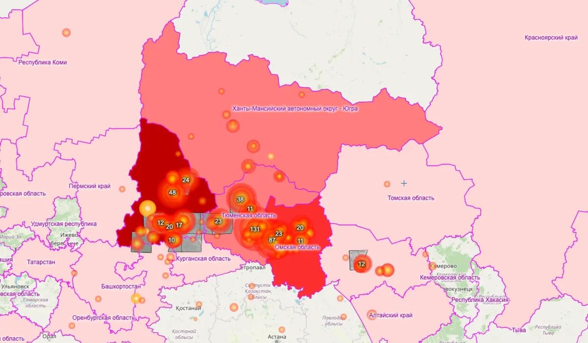 Карта пожаров тюмень