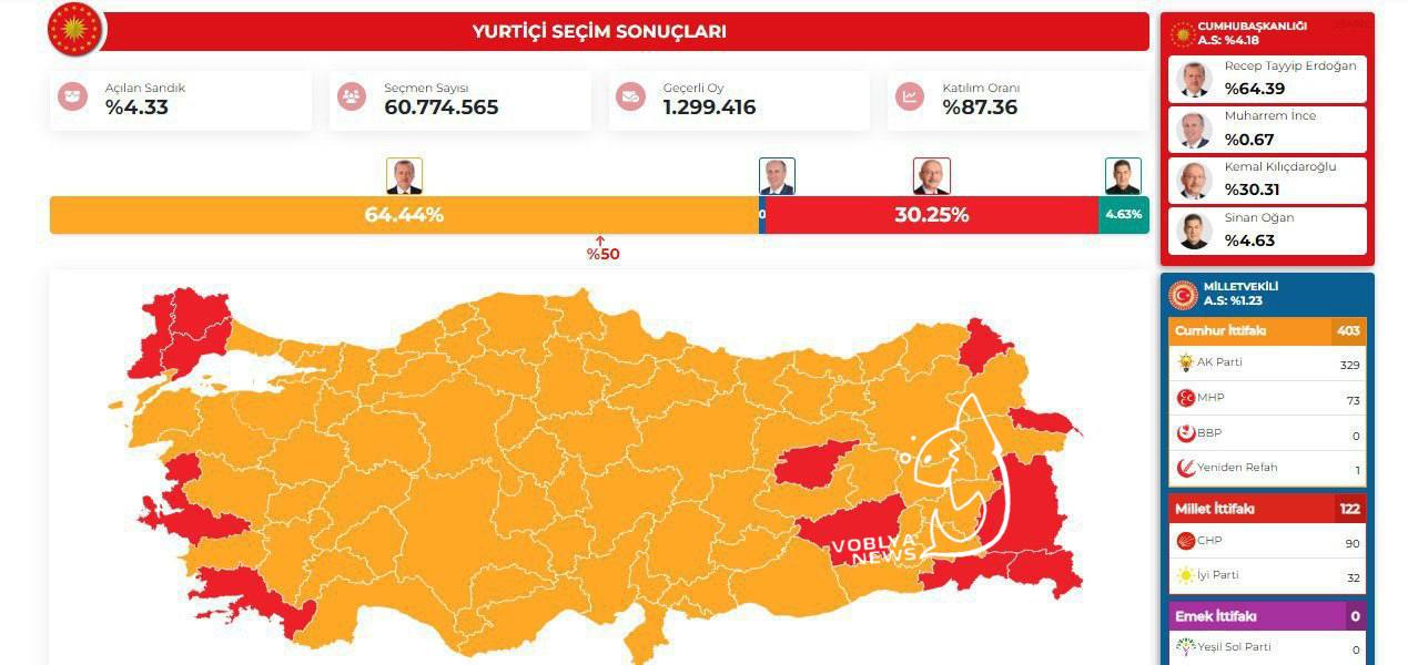 Карта голосования в турции